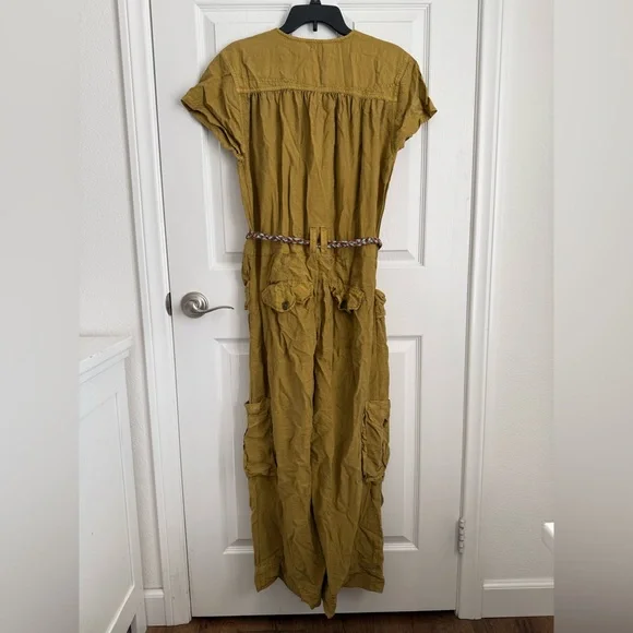 Free People Olive Button-Down jumpsuit with tie - Picture 9 of 12